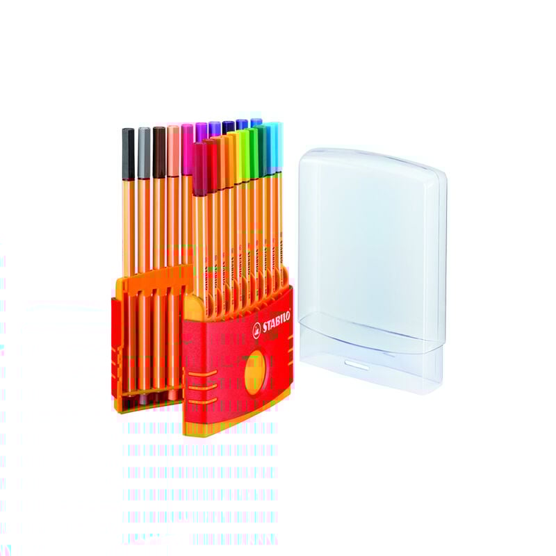 Caja plastico 20 unidades punta fina 0,4mm. point 88 colorparade stabilo 8820-03