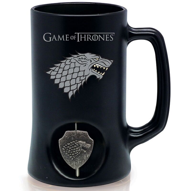 SD toys Negra Stark Logo Jarra Emblema Giratorio 3D Game of Thrones, Cerámica, 13x16x10