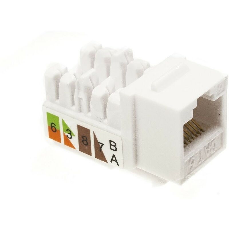 Jack RJ45 de 8 contactos a 90° CAT 6, tipo Keystone, bl