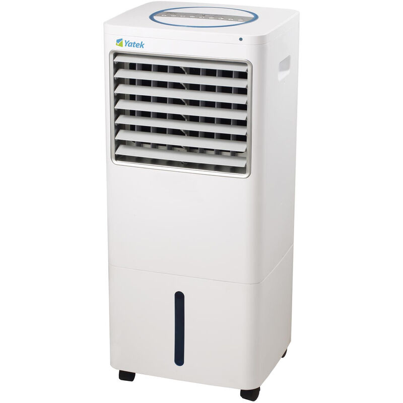 Climatizador evaporativo Yatek, Portátil. Bajo Consumo. 30L de capacidad. Función Humidificador. Con ruedas y control remoto. 220W de potencia. Ofrece un caudal de aire de 1600m3/h durante más de 30h.