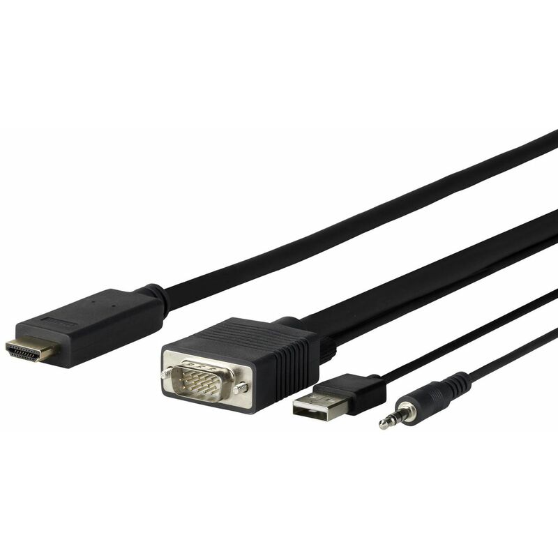 Vention-adaptador VGA a HDMI con soporte de Audio 1080P para PC, portátil a  proyector HDTV, convertidor de Audio de Video, vga, hdmi, 1m