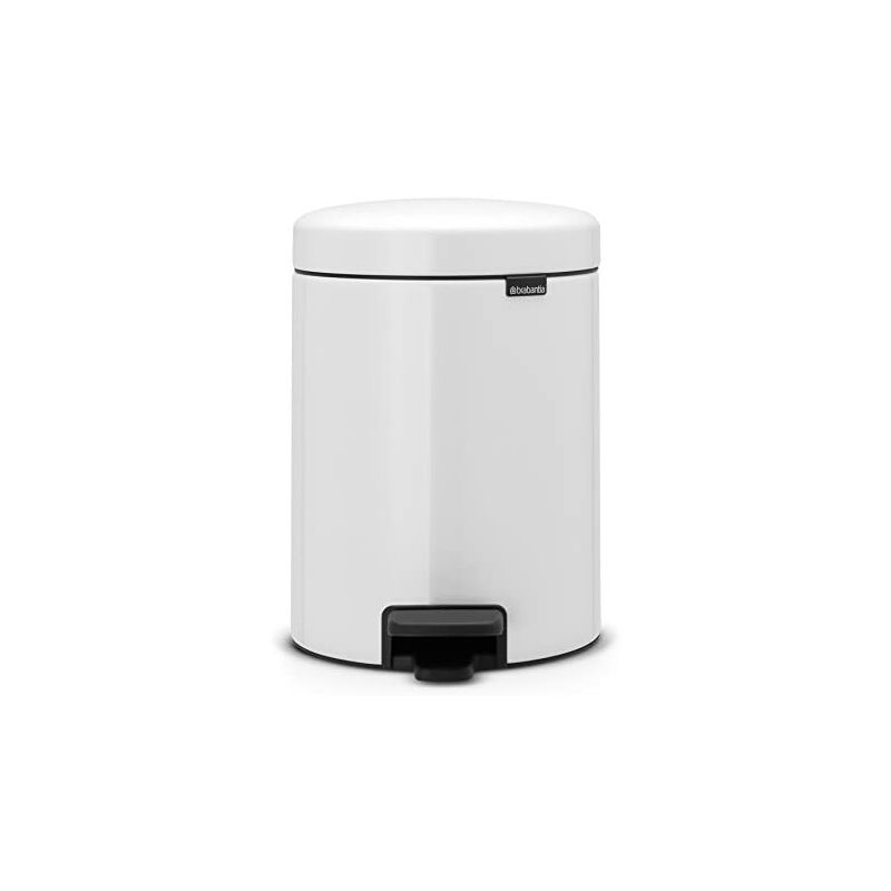 Brabantia Newicon 112065-Cubo de basura con pedal, 5 l, color blanco, Acero Inoxidable