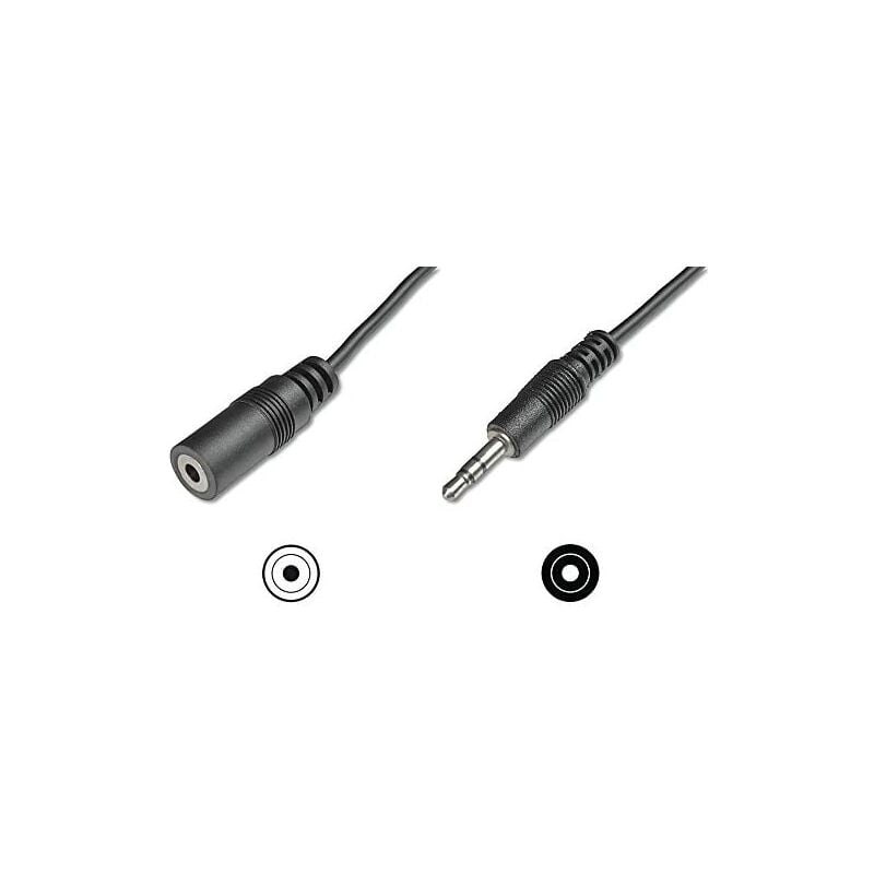 Assmann - Audio Cable de extensión. estéreo de 3,5 mm 5.00m. ccs. 2 x 0,1010. protección. MF, Black (ak-510200-050-s)