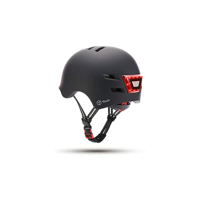 Casco youin homologado color negro talla m con led frontal y trasero