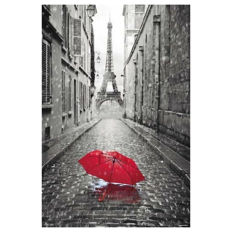Cuadros Paris Vintage negro y rojo 60 x 40 Set de 2 piezas en tela canvas 