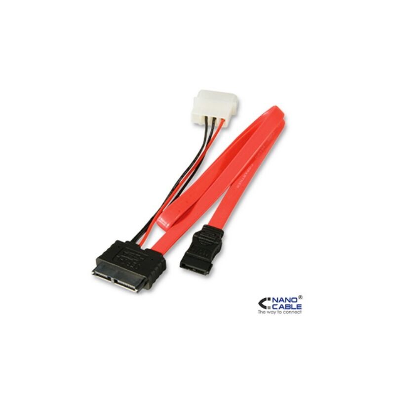 Nanocable - cable slimline sata datos+alimentación 0,5m+0,2m conexión sata 13p/h-7p/h + molex 4pin/m - conectar rwdvd en caja mini-itx - microsata