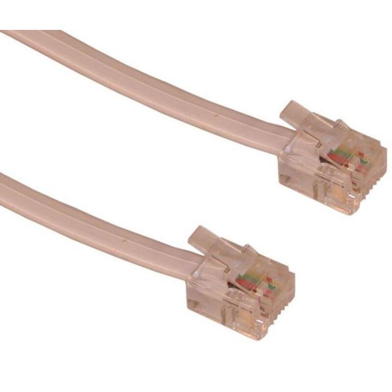 Cable Telefónico TAE-F A RJ11 De 10 Metros - Para Teléfonos Fijos, Conector Macho/Macho, Color Negro