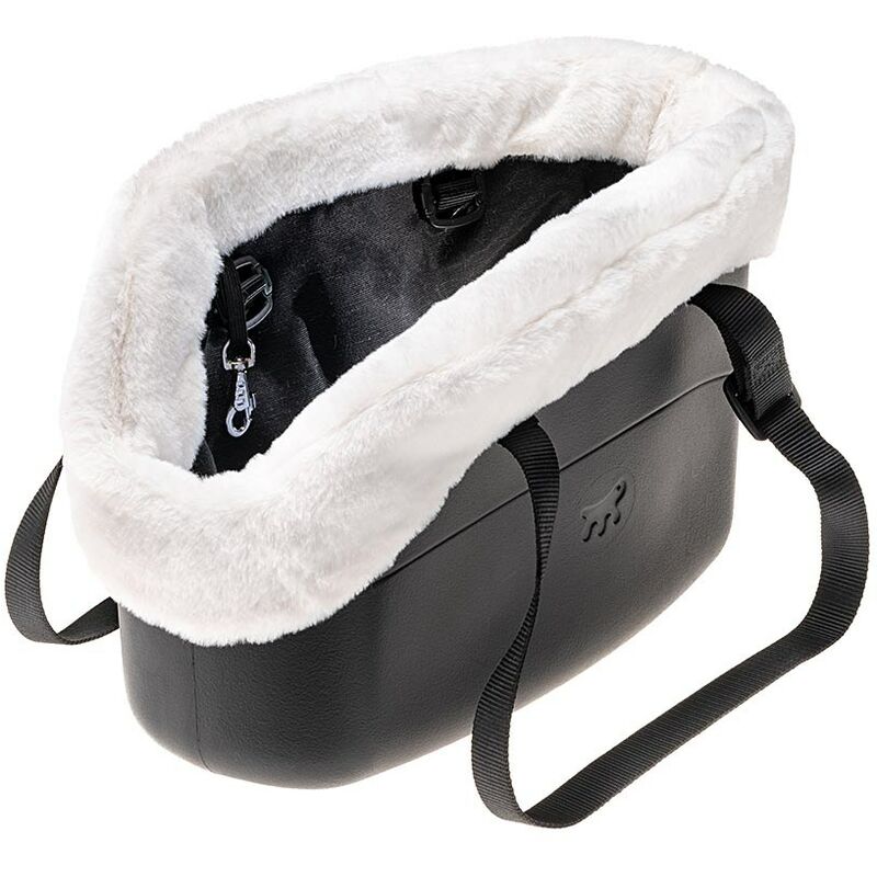 Ferplast Bolso para perros WITH-ME WINTER, EVA, Suave plástico de goma con revestimiento de ecopiel, Asas regulables, Correa de seguridad incluida, 21.5 x 43.5 x h 27 cm, Negro