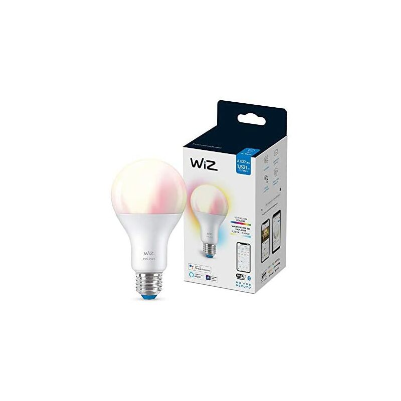 WiZ - Bombilla LED Inteligente Wi-Fi, 13W(Eq. 100W) E27 A67, Luz Blanca y de Colores, con tecnología SpaceSense y compatible con Alexa y Google Home