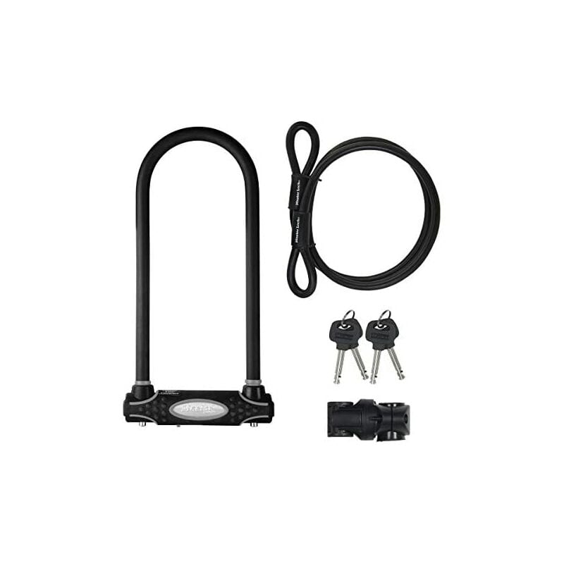 Master Lock 8285EURDPRO Candado U con Cable, Llave, Soporte de Transporte, Antirrobo Certificado, óptimo para Bicicleta Electrica o Montaña, Bügelschloss/8285LW, Schwarz, FA003550185, Black, XL