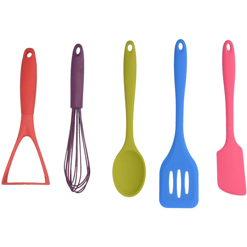 Set cucharones utensilios cocina de silicona 12 piezas morado