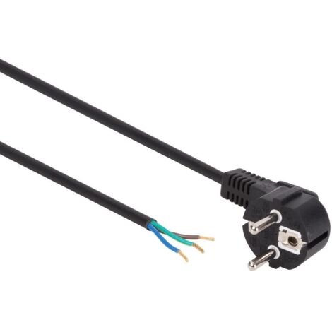 CABLE DE ALIMENTACIÓN - COLOR NEGRO - CEE 7/7 90° + CABLE, EXTREMO DESNUDO - 3 m - H05VV-F 3G0.75 mm² (1/2)
