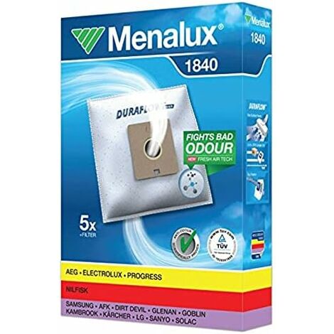 Menalux 1840 - Pack de 5 bolsas sintéticas y 1 filtro para aspiradoras ...