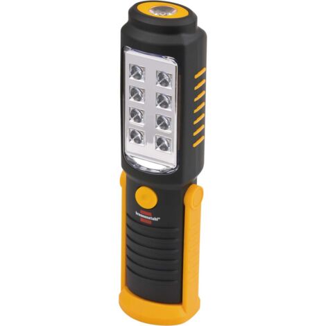 Luz led de inspección portátil con 8 + 1 led smd brillantes (funciona con pilas, tiempo de funcionamiento máx. 10 horas, gancho giratorio, imán)