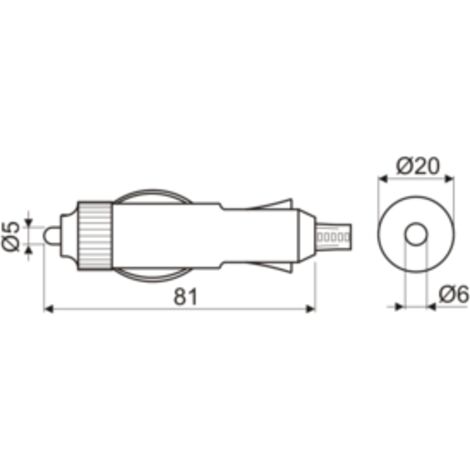 Conector enchufable a base encendedor eléctrico automóvil 12V - 24V Electro DH. Con fusible.  10.209/F 8430552069316