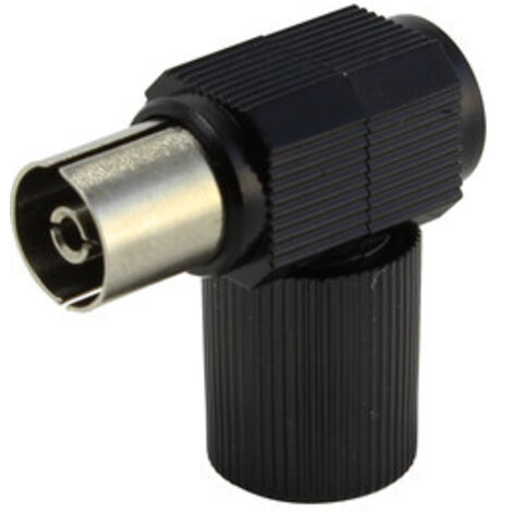 Conector de antena coaxial acodado Hembra Electro DH. Color Negro 10.538/NE 8430552010387