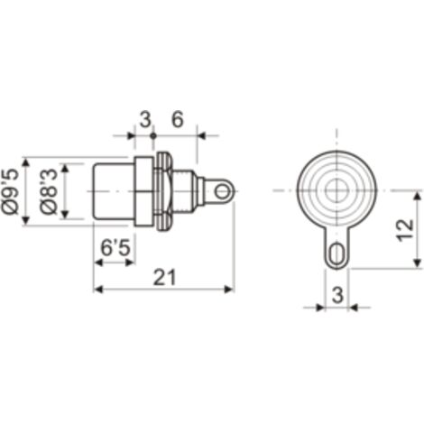Conector RCA Hembra Para Chasis Con Tuerca Amarillo (1/2)