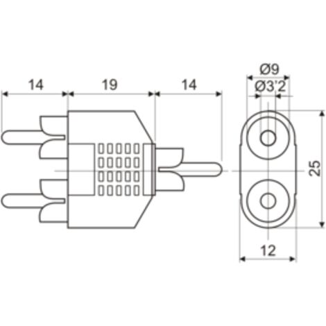 Adaptador macho RCA a doble macho RCA Electro Dh 13.715 8430552092710