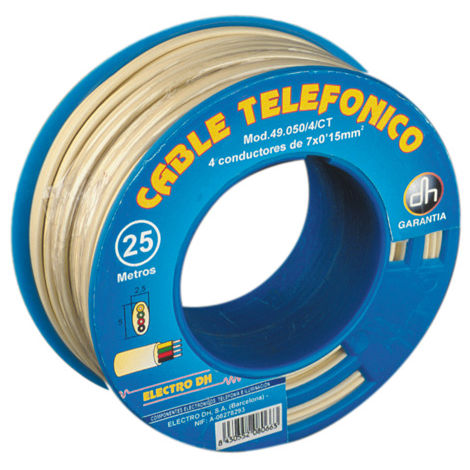 Cable de teléfono 4C, beige, 100 metros - AISENS®