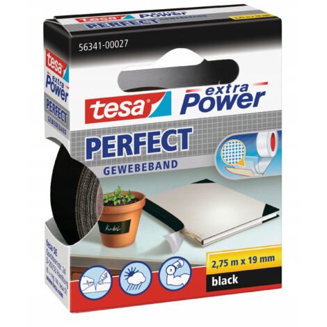 Tesa extra Power - Cinta adhesiva (2,75 m x 19 mm), color negro