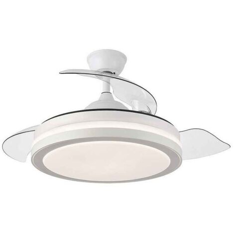 FABRILAMP ESPARTA Ventilador de techo con luz led, motor DC, color blanco, aspas retráctiles, mando a distancia, temporizador, memoria de luz, 3 tonalidades y 6 velocidades (1/5)
