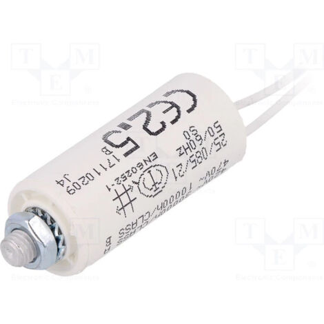 2,5uf 470vac Condensador Motor Ø25x55mm Cables + Torno M8 Ct2,5mf470v/cables