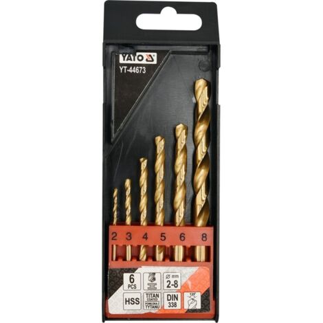Yato YT-44673 - Twist drill bit set hss-tin 6pcs 2-8mm (1/3)