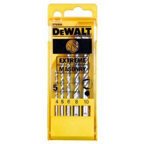 DeWALT DT6956-QZ - Juego de 5 Brocas para Piedra Extreme con Vástago de 3 Caras en Cassette de Plástico Diámetro 4, 5, 6, 8, 10 mm