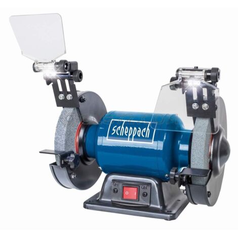 Scheppach 5903107901 - Lijadora doble SM150L - Disco de desbaste, piedra de afilar, 400 W, 230 V, diámetro de perforación: 150/12,7 mm
