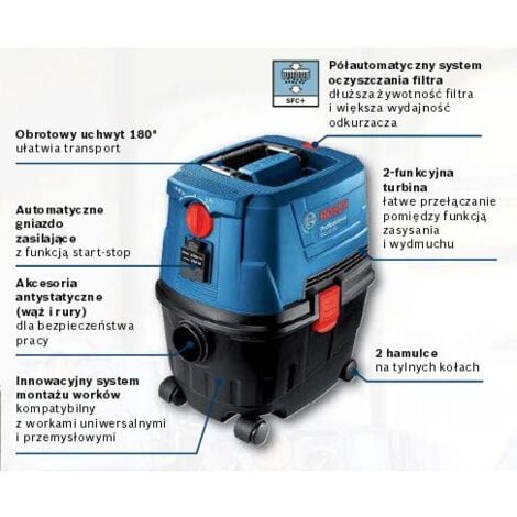 Bosch GAS 15 PS - Aspirador de agua y polvo 1100 W, 270 mbar 53 L/seg.