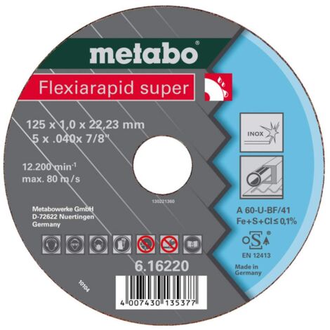 Metabo, Disco Tronzar a60-u-bf 180x1,6, Plana, 1 unit