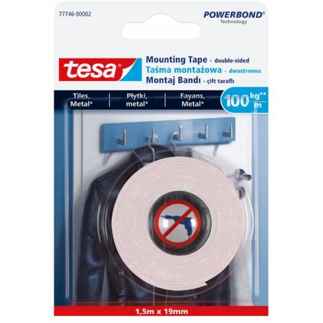 Tesa Cinta De Montaje Adhesiva Doble Cara 19 Mm X 1,5M Para Superficies Texturizadas Blanco B1h9bdqthz
