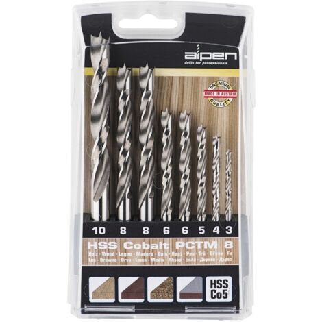 ALPEN 0063300008100 - Juego de brocas HSS Cobalt PCTM 8 (8 piezas, diámetro de 3,00 a 10,00 mm, 5% de cobalto, resistente al calor hasta 650 °C, broca en espiral, surtido de brocas)
