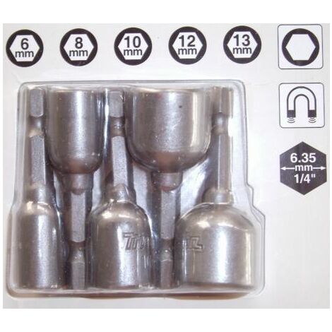 Jeu De 5 Douilles 1/4" Makita B-39154 - Pour Cliquet, Vissage Et Bricolage