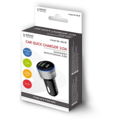 Savio SA-06/B cargador de dispositivo móvil Smartphone Negro Encendedor de cigarrillos Exterior (1/3)