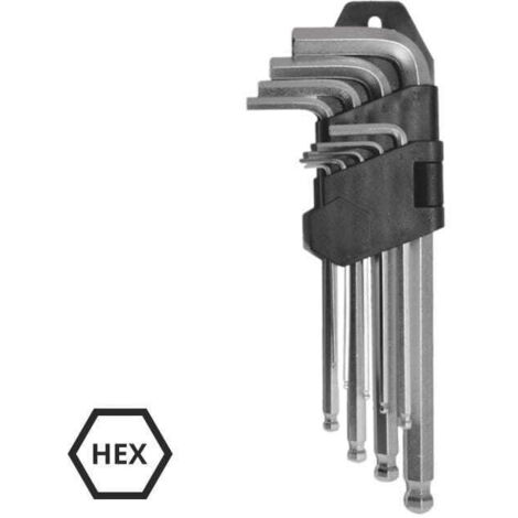 Juego de llaves Allen Awtools con bola, 1.5-10 mm, 9 piezas (1.5/2/2.5/3/4/5/7/8/10 mm), ideal para trabajos de precisión, diseño duradero, perfecto para proyectos de bricolaje. (1/2)