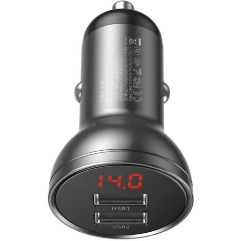 Baseus Car Charger Digital Display Dual USB 4.8A 24W Gray (CCBX-0G) Gray (1/5)
