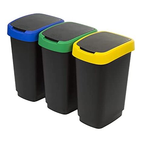 Rotho Twist 3 x 25 L Set di 3 cestini per Raccolta differenziata Coperchi Colorati (1/5)