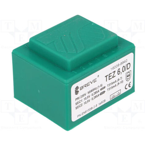Transformador Encapsulado Salida 10,5v+10,5vac 6va Entrada 230v Tez6/d/10.5-10.5v