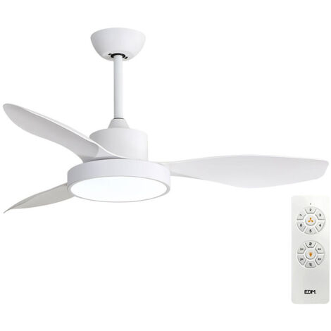 Ventilador de techo EDM Ártico 120 cm blanco con luz LED 24W 2160 lm, diseño moderno y eficiente, ideal para salones y dormitorios, ventilación confortable y ahorro energético (1/5)