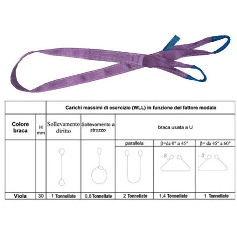 Faja de elevación morada de 3 m, 1 tonelada, anillo de poliéster de 30 mm – Robur Beta 8150