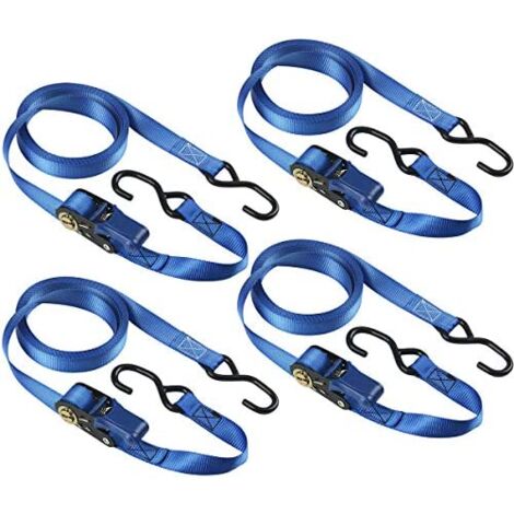 Master Lock 4367EURDAT Cinchas de Amarre con Trinquete y Ganchos, Envase de 4, Azul, 5 m x 35 mm