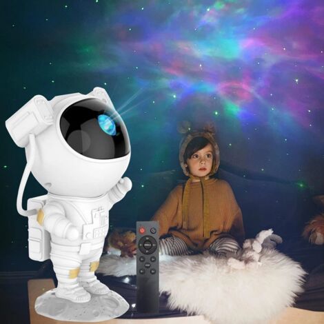 Proyector Galaxy Astronauta - Luz Nocturna LED Con Estrellas Rotativas 360°, Temporizador Y Mando Para Niños