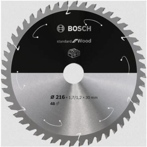 Bosch Professional Disco de sierra circular Standard for Wood (madera, 216 x 30 x 1,7 mm, 48 dientes, accesorio de sierra circular sin cable)