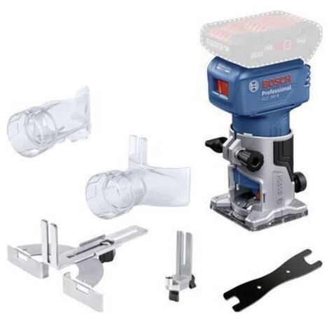 Bosch Professional 18V System GLF 18V-8 Fresadora de Cantos a batería (Brushless, 10.000-30.000 rpm. Pinzas de 6mm/ 8mm. 1,1 kg., Guía paralela y corte enrasado. 2 adaptadores Sin batería) (1/3)