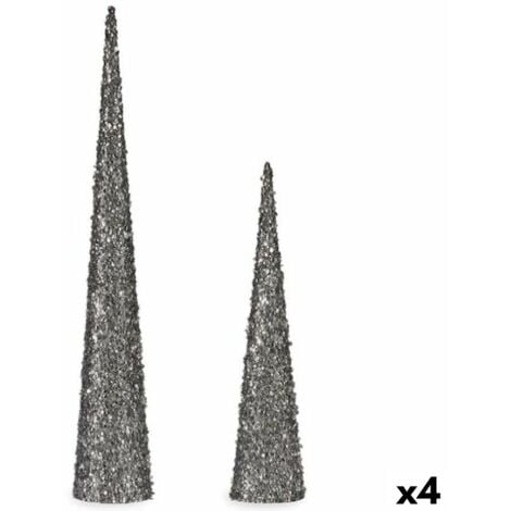 Krist+ Set de Figuras Conos Lentejuelas Plateado Plástico (4 Unidades)