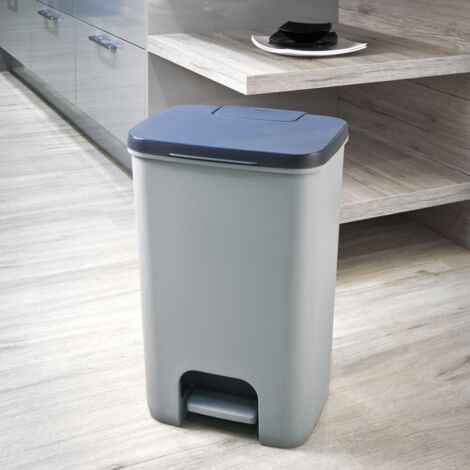 Curver 229241 Cubo De Basura Essentials, Cuerpo Gris / Tapa Antracita, 35.4x31.1x53 cm