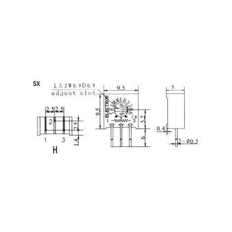 Resistenza Variabile Cermet Bourns 3059Y, 22 Giri, 100K Ohm, Nuova