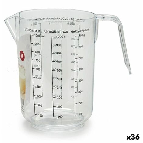 Pack 10 Jarras Medidoras De Cocina 1 Litro: Polietileno Alimentario, Lavavajillas, Graduadas