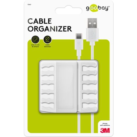 Goobay 70431 organizador de cables Escritorio Soporte para cables Blanco 2 pieza(s) (1/5)